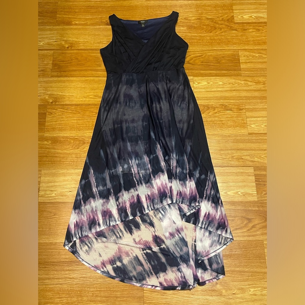 Simply Vera Vera Wang Flowy Maxi Dress in Navy, Multicolor Tie Dye, Size Medium